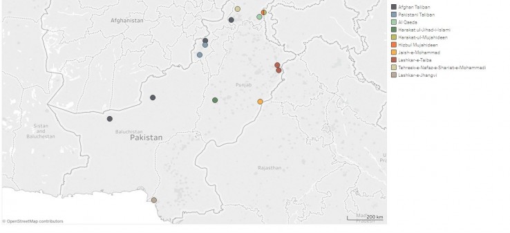 جغرافیای گروه‌های شبه‌نظامی در خاک پاکستان