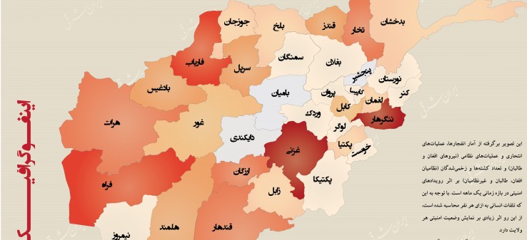 اینفوگرافی رویدادهای امنیتی افغانستان در خرداد 97